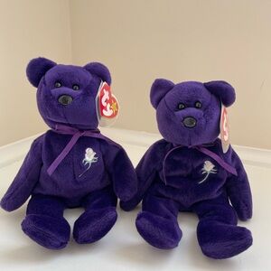 Ty Princess Diana - Deep Purple Stuffed Bear with Rose
